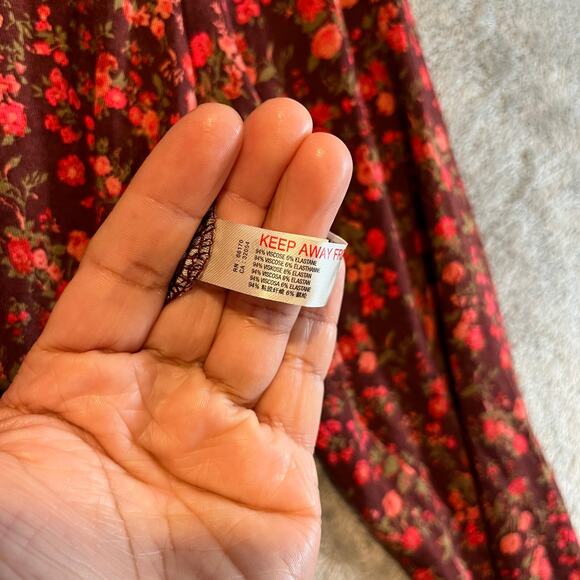 Free People Kaya‎ Floral Print Long Sleeve Bodysuit in Chocolate Combo Large - Picture 5 of 8